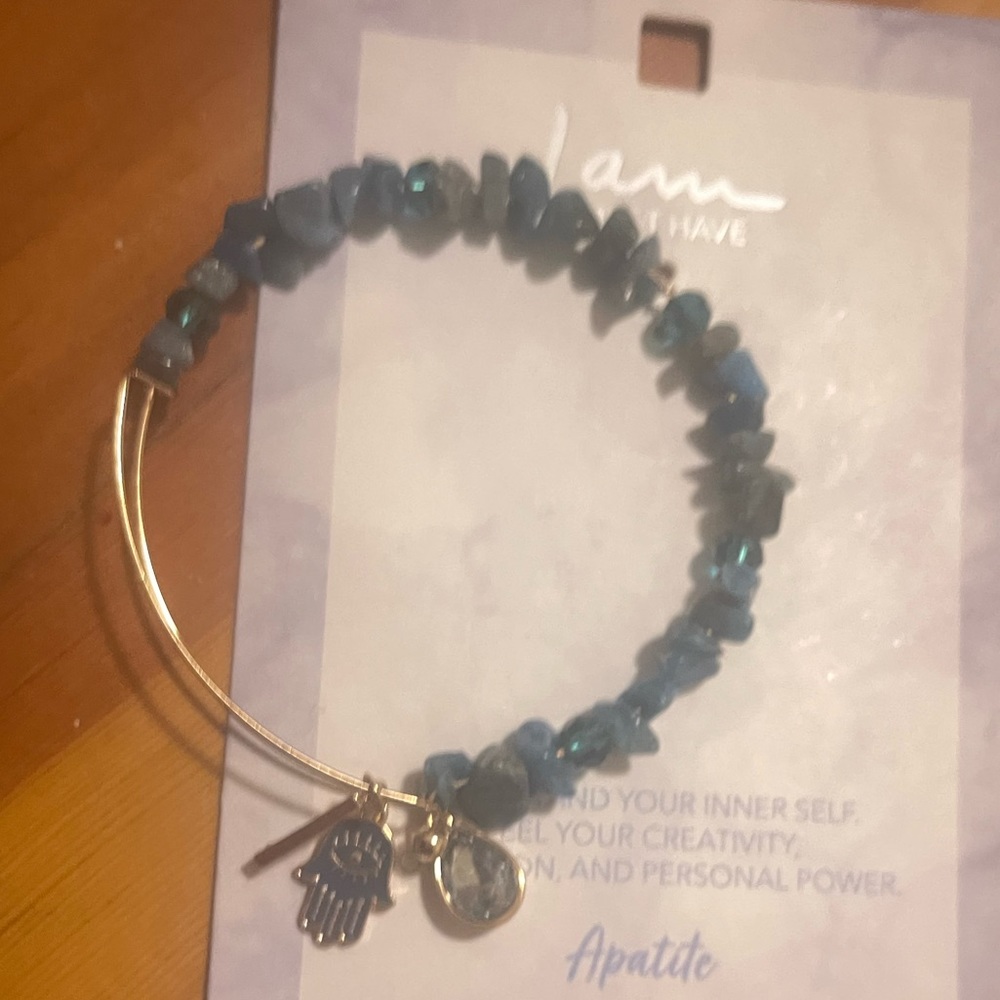 Blue beaded namaste bracelet